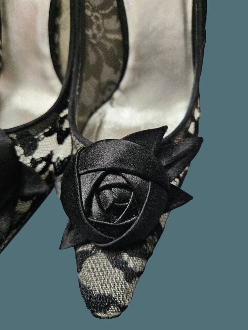 Stuart Weitzman Black Lace Goth Heels Shoes Women Size 7.5 M - Picture 11 of 13